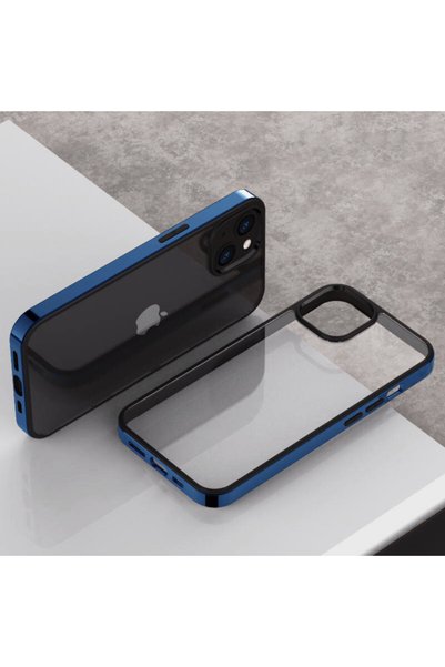 GrandMobile Husa cu ramă electroplacată pentru iPhone 13 Pro Max, Albastru Marin