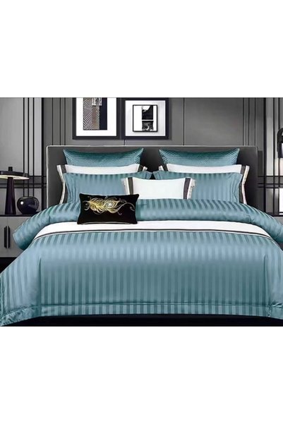 OEM Double Bed Linen, Fitted Sheet, Damask, Plain, 6 pieces, 220x230cm, Petro...