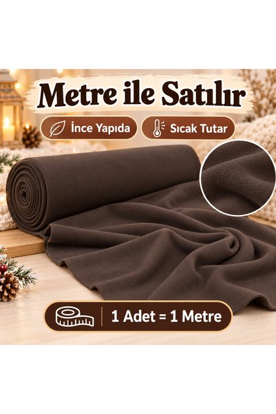 ecottonworks Kahverengi Polar Kumaş 180 cm Eninde Metrelik – İnce Yumuşak Pol...