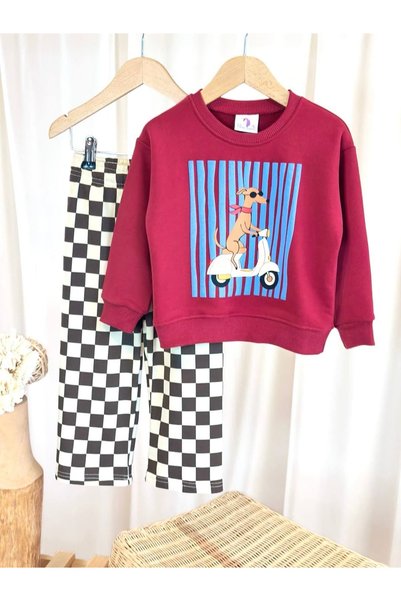 Patriko BOYS' Cotton 3-PLY SWEATSHIRT AND Checkered PANTS SET