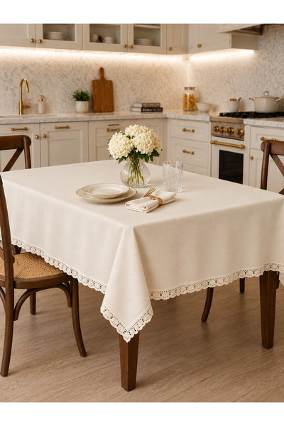 Zeren Home Kopanaki Guipure Lace and Crepe-Detailed, Liquid- and Stain-Resist...
