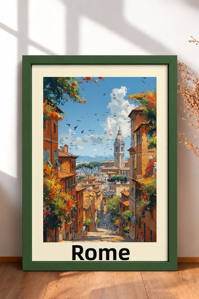 HOMEPACK Rome Streets and the Bell Tower Framed Painting Italy Poster Living ...