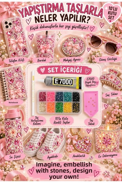 RLX BUJİTERİ Bedazzle 10-Piece Stone Gluing Full Set with Wax Pen, Plate and ...