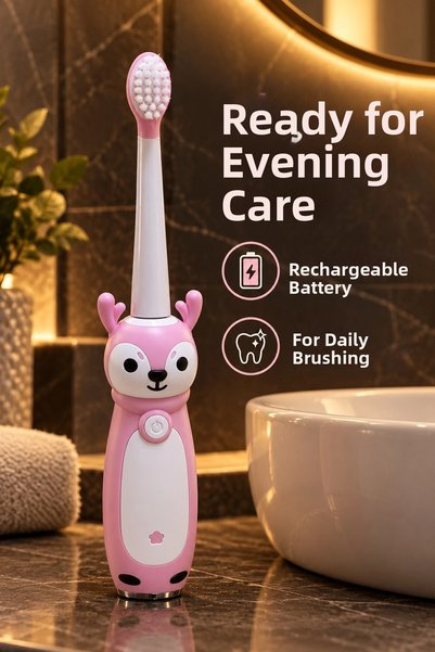 shopwave Electric Toothbrush Pink White Deer Design