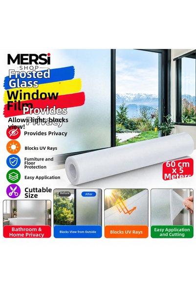 Mersi SHOP فيلم زجاجي عازل للأشعة فوق البنفسجية 60 سم × 5 أمتار، يوفر الخصوصي...