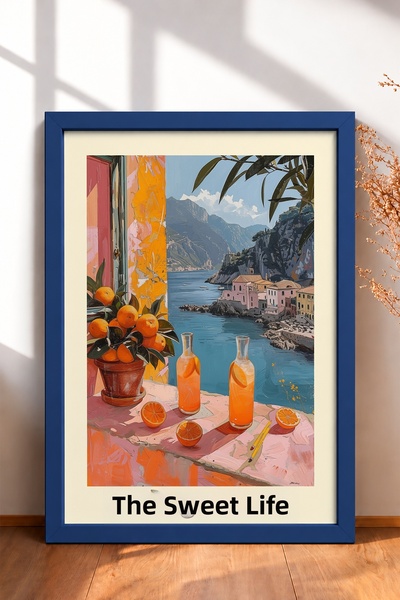 HOMEPACK لوحة فنية مؤطرة على شكل أباريق عصير البرتقال من La Dolce Vita، ملصق ...