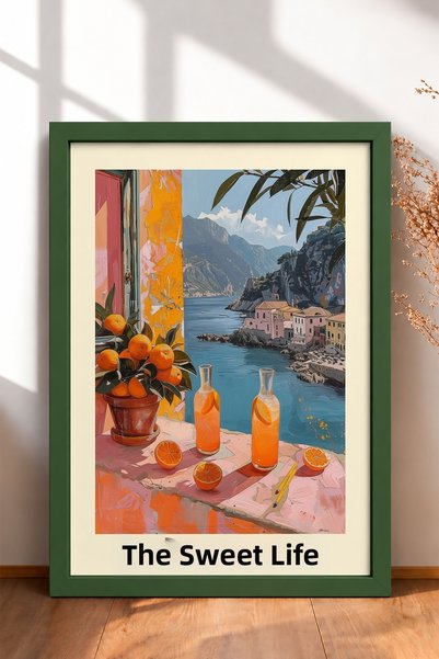 HOMEPACK La Dolce Vita Orange Juice Jugs Framed Painting Italy Poster Wall De...