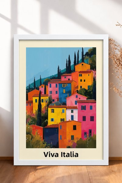 HOMEPACK لوحة جدارية ملونة مكتوبة عليها Viva l'Italia لمنازل القرى، ملصق إيطا...