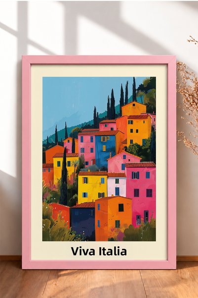 HOMEPACK لوحة جدارية ملونة مكتوبة عليها Viva l'Italia لمنازل القرى، ملصق إيطا...