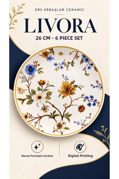 ers erbaşlar Livora 6 Piece Serving Set Plate (26 cm)