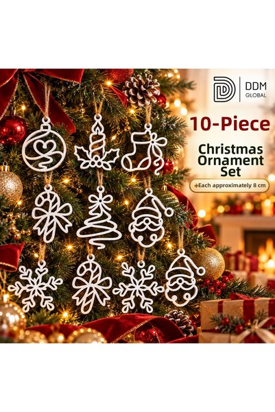 DDM GLOBAL مجموعة زينة شجرة عيد الميلاد المكونة من 10 قطع – زينة عيد الميلاد ...