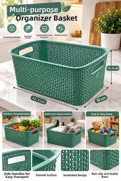 DOVİHOME 1 Multi-Purpose Organizer, Green Basket
