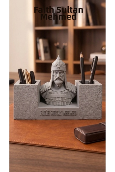 the mr east Fatih Sultan Mehmed Bust Desk Organizer with Dual Compartments, M...