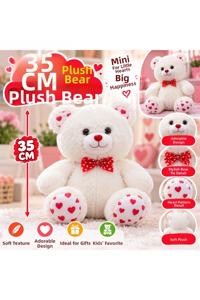 SUDESA OYUNCAK 35 cm Heart-Pawed Plush Teddy Bear with a Bow, Soft Toy Bear P...