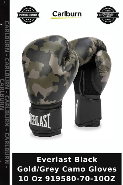 Carlburn Deluxe Series Everlast Black Gold/Grey Camo Gloves 10 oz 919580-70-1...