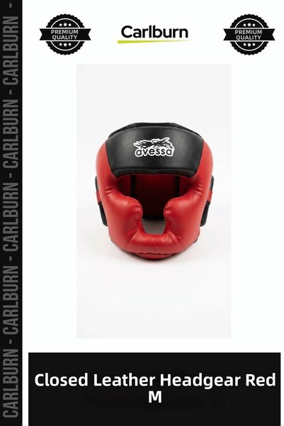 Carlburn Premium Closed-Face Helmet, Faux Leather, Red, m Size, Accessory Opt...
