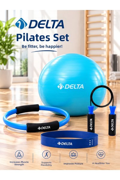 Delta Pilates Cardio Set – 35 cm Hoop + Aerobic Resistance Band + Pilates Bal...