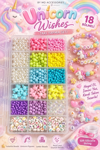 By MO Accessories 🦄💖✨ Unicorn Wishes – 18-Compartment Beaded Jewelry-Making...