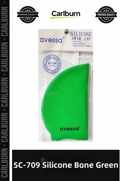 Carlburn Special Series SC-709 Silicone Swim Cap, Green Swim Caps, Swimming C...