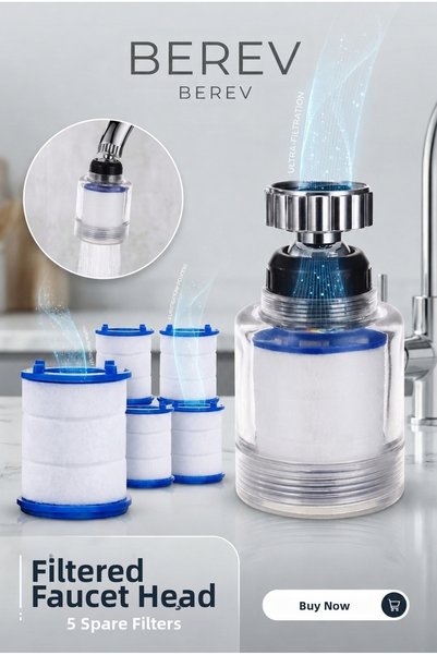 Berev Filtered Faucet Head, Water Purifier, Limescale Preventer, Faucet Filte...