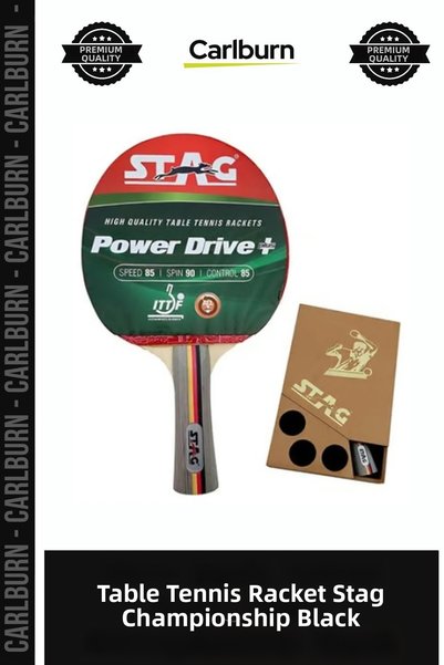 Carlburn Premium Table Tennis Racket Rubber: Stag Championship Black—Hobby, T...