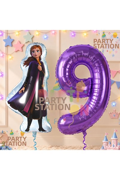 Parti Station مجموعة بالونات "فروزن كونسيبت آنا" للأطفال بعمر 9 سنوات، باللون...