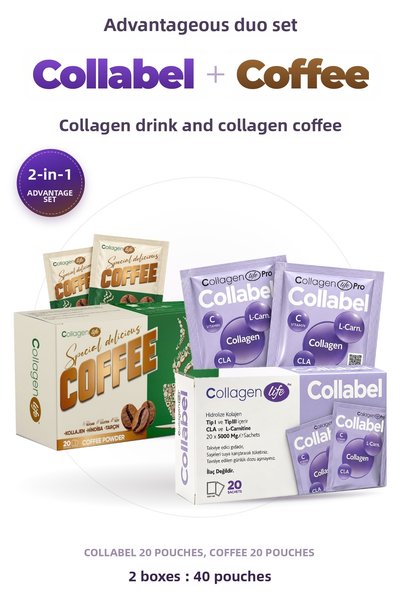 COLLAGEN LIFE Advantage Pack of 2 Diet Collagen & Diet Coffee 40 Sachets