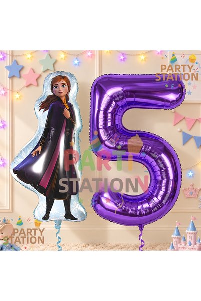Parti Station مجموعة بالونات "فروزن كونسيبت آنا" للأطفال بعمر 5 سنوات، باللون...