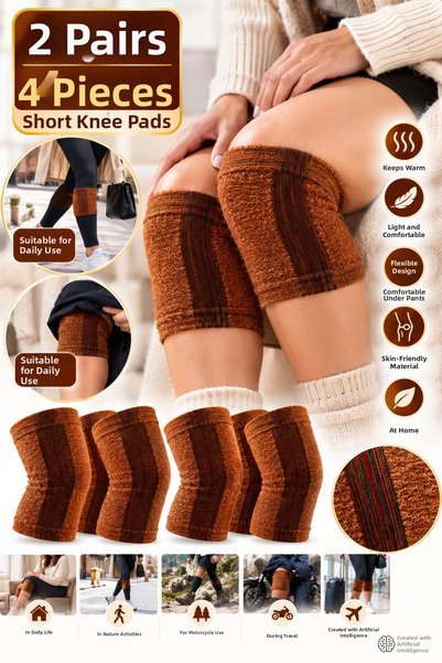 FitOnly Short Thermal Wool Knee Pads 2 Pairs 4 Pieces – 27 cm Winter Warm Fle...