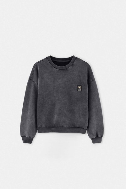 TRENDYOLKIDS Anthracite Plain Knitted Sweatshirt Tkdaw27Sw00085