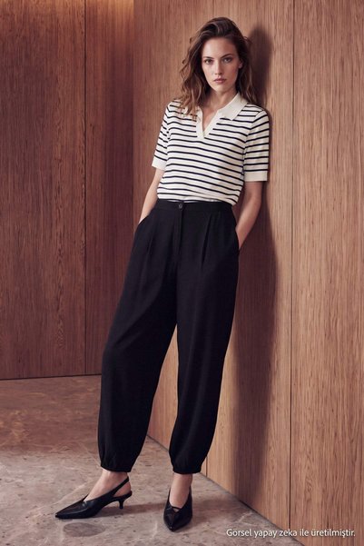 Trendyol Collection More Sustainable Black Shalwar Trousers Twoaw27Pl00174