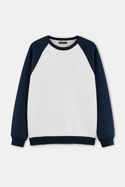 Trendyol Collection Navy Blue - White Oversize/Wide Fit Raglan Sleeve Sweatsh...