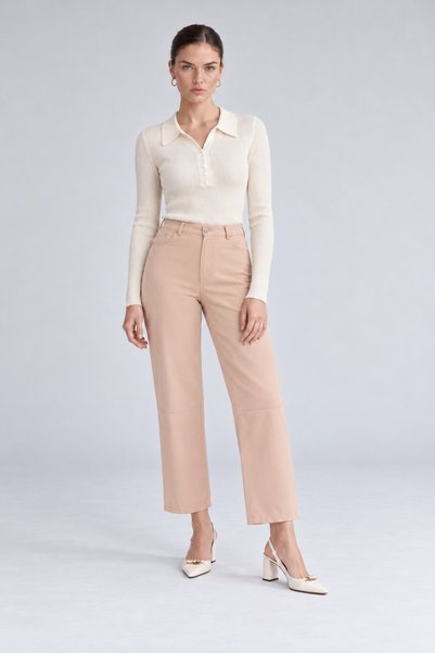 Levidor Salmon Spliced ​​Designed Straight Leg Trousers