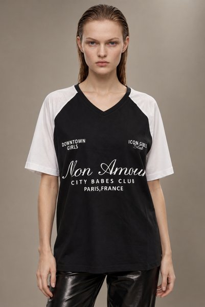 HAKKE Lace Detailed College Oversize T-Shirt