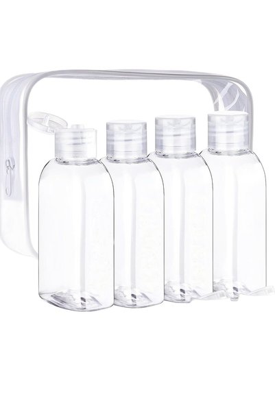 Choice 100ml white 4pcs 100ml Travel Bottles With Label & Storage Bag Brown T...
