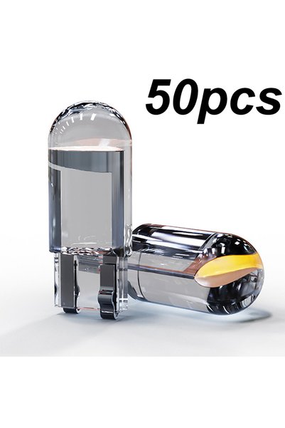 Choice4 WHITE 50pcs Newest W5W Led T10 Car Light COB 1 LED Glass 6000K White ...