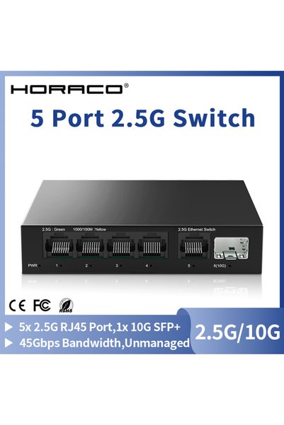 Choice محول AU، مفتاح إيثرنت 2.5 جيجابت/ثانية بخمسة منافذ، مفتاح شبكة غير مُد...