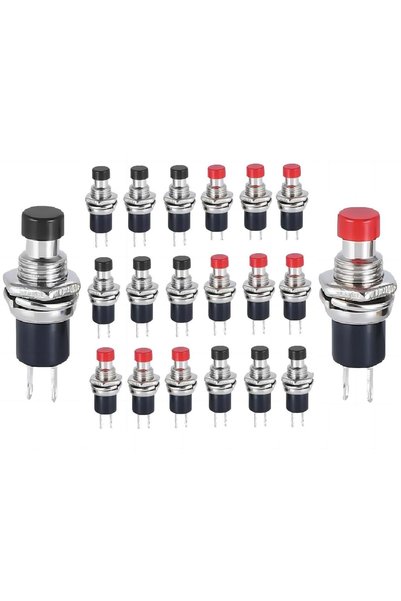 Choice1 black red 20pcs 20pcs Momentary Push Button Switch, 1A 250VAC SPST Mi...