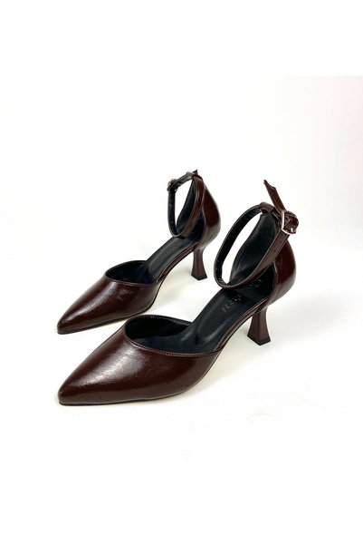 Gloriys Ayakkabı & Çanta Bitter Coffee 7 cm Heel Ankle Straps High-Heeled Shoes