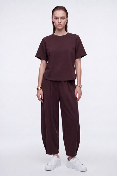 HAKKE SET Pantaloni largi modal cu decolteu rotund