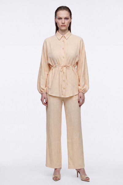 HAKKE Crinkle Shirt Pants Woven Top and Bottom Set