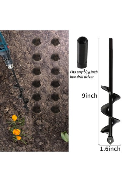 Choice 4x22cm Garden Auger Spiral Drill Bit Gardening Flower Planter Earth Dr...