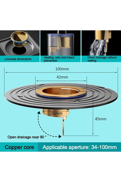 Choice Black copper core Brass Floor Drain Core Fast Drainage Odor And Insect...