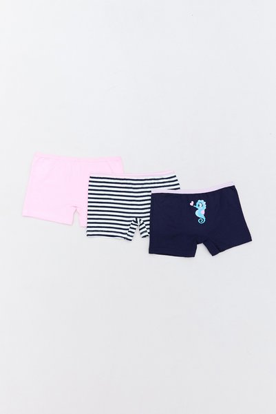 Fulla Moda Seahorse Printed 3-Piece Girls' Boxers