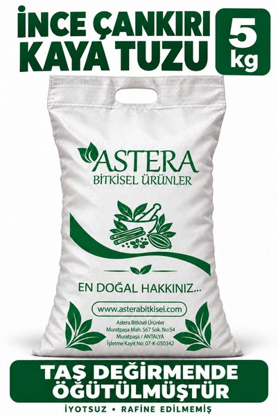 ASTERA 5 Kg Çankırı Kaya Tuzu İnce Öğütülmüş Yemeklik Sofralık (Taş Değirmen ...