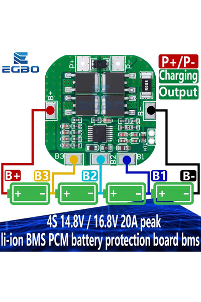 Choice EGBO 4S 14.8V / 16.8V 20A peak li-ion 4 BMS PCM battery protection boa...