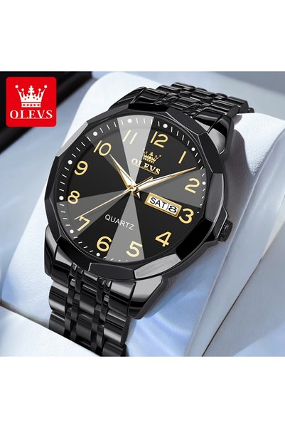 Choice9 Yes Men All Black OLEVS 9970 Men Watch Original Brand Waterproof Lumi...