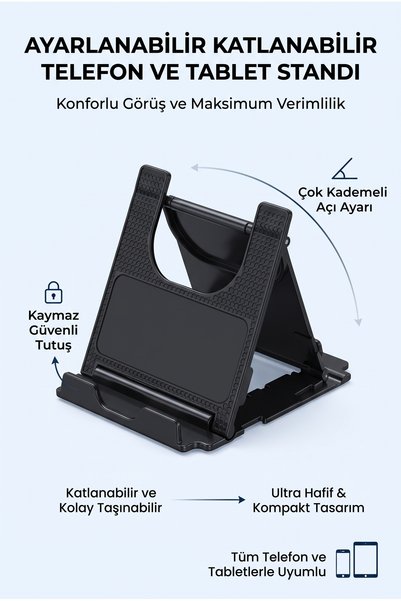 yumax Telefon ve Tablet Tutucu Stand Katlanabilir Ayarlanabilir Masaüstü Tele...