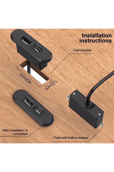 Choice Black For Office Bedroom Table Recessed Sockets 1 USB-A And 1 Type-C B...