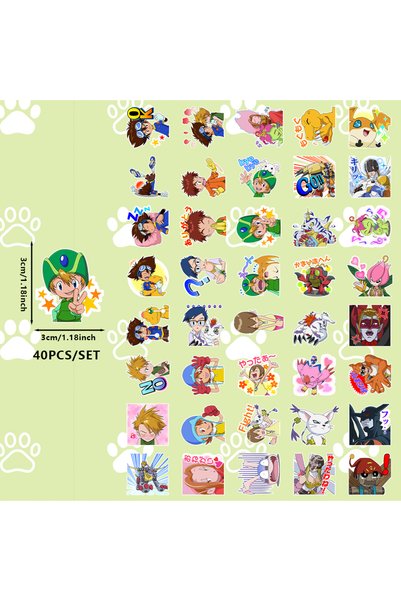 Choice 6X5.2X0.5cm 226D-Digimon 40 Pieces of Digimon Anime Funny Series Stick...